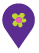 purple map pin with green and pink flower icon